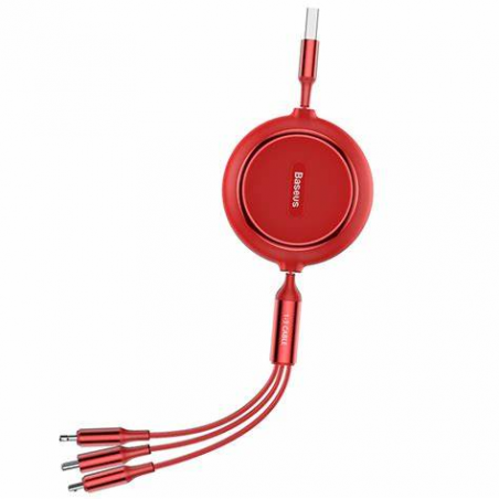 Baseus - Golden Loop 3 in 1 Elastisch Lade kabel USB für Micro+Lightning+type C 3.5A 1.2m, Rot