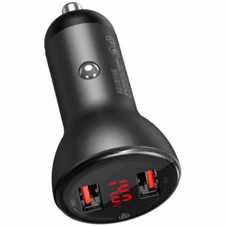 Baseus - Digital Display Dual Quick Charger Car Charger 45W Suit