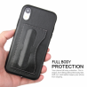Fierre Shann Full Coverage Protective Leather Case for iPhone XR, with Holder & Card Slot (Black)