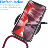 Handykette kompatibel mit iPhone 7/8/SE 2020 Handyhülle mit Umhängeband, Handykordel mit Schutzhülle Weinrot