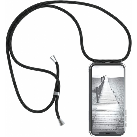 Handykette kompatibel mit iPhone 12 Pro Max Handyhülle mit Umhängeband, Handykordel mit Schutzhülle Schwarz