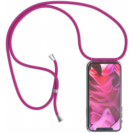 Handykette kompatibel mit iPhone12 Pro Max Handyhülle mit Umhängeband, Handykordel mit Schutzhülle Pink