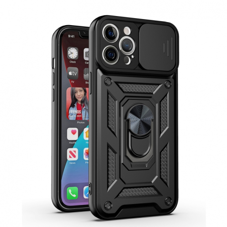 Schiebe-Kamera-Abdeckungs-Design TPU + PC-Schutzhülle für iPhone 12 Pro (Schwarz)