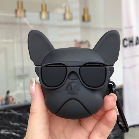 Lovely Puppy Wireless Earphones Shockproof Silicone Protective Case for Apple AirPods Pro(Black