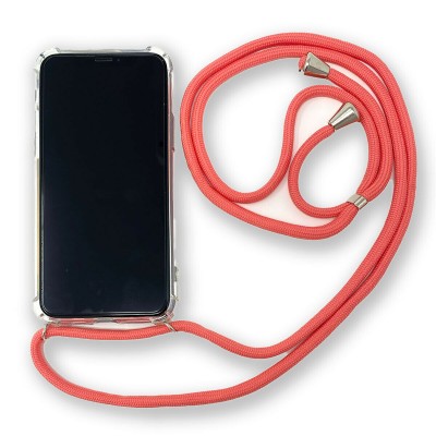 Handykette kompatibel mit iPhone 12/ 12 Pro Handyhülle mit Umhängeband, Handykordel mit Schutzhülle Schwarz