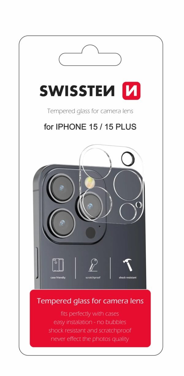 Swissten iPhone 15/iPhone 15 Plus Camera Lens Tempered Glass - 94500109