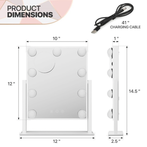Weißer LED Schminkspiegel – Bild 4