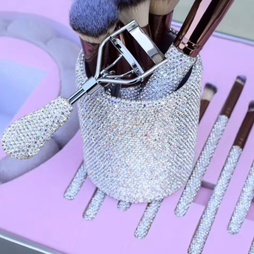 Pro Multifunctional Rhinestone Makeup Brush Set Bronze – Bild 2