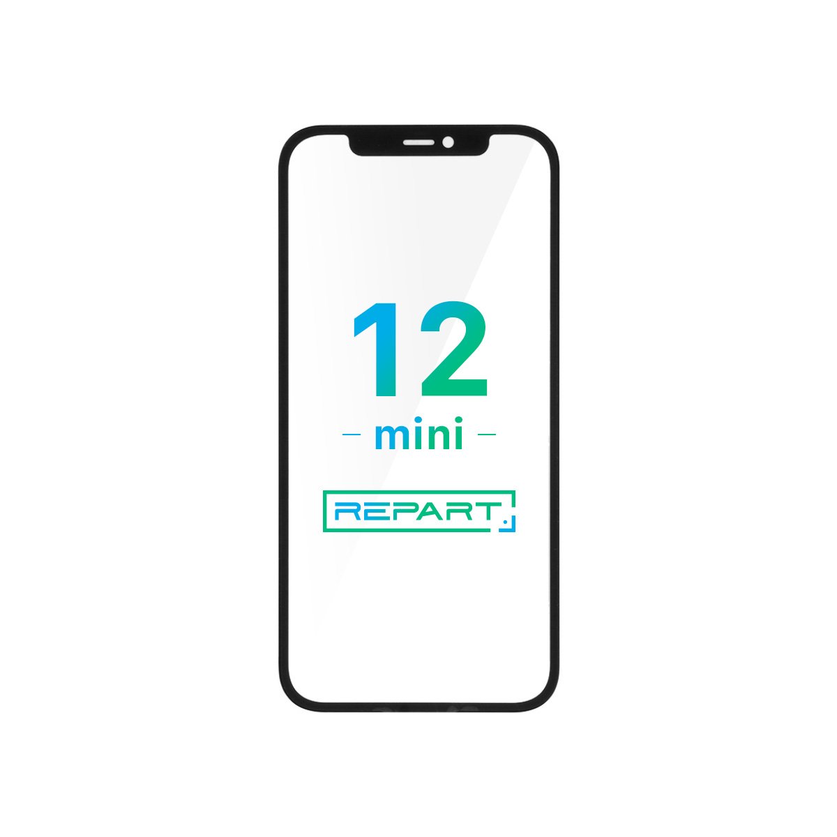 Apple iPhone 12 Mini Glass - Repart - with Front Bezel and OCA Glue - 10 PCS - Black