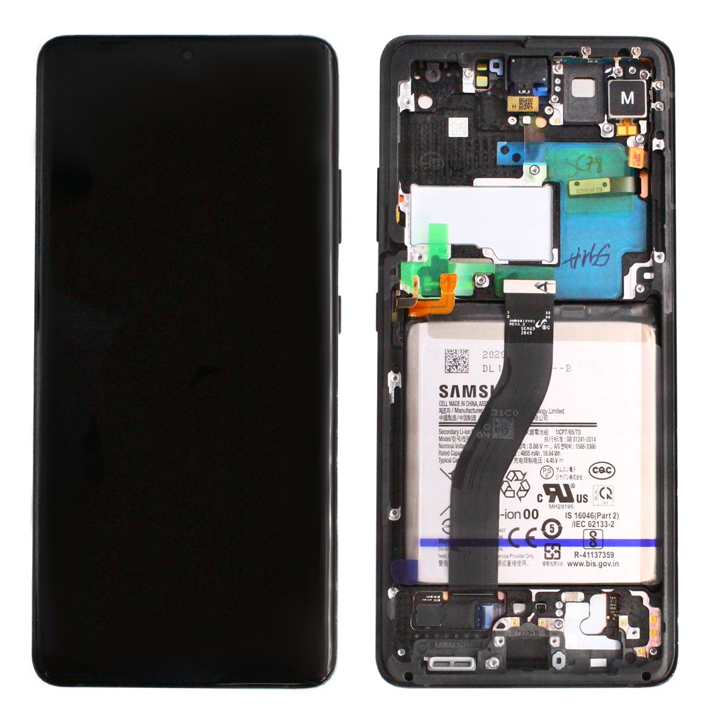 Samsung SM-G998B Galaxy S21 Ultra LCD Display + Touchscreen + Frame - GH82-24591A/GH82-24925A - With Battery - Black