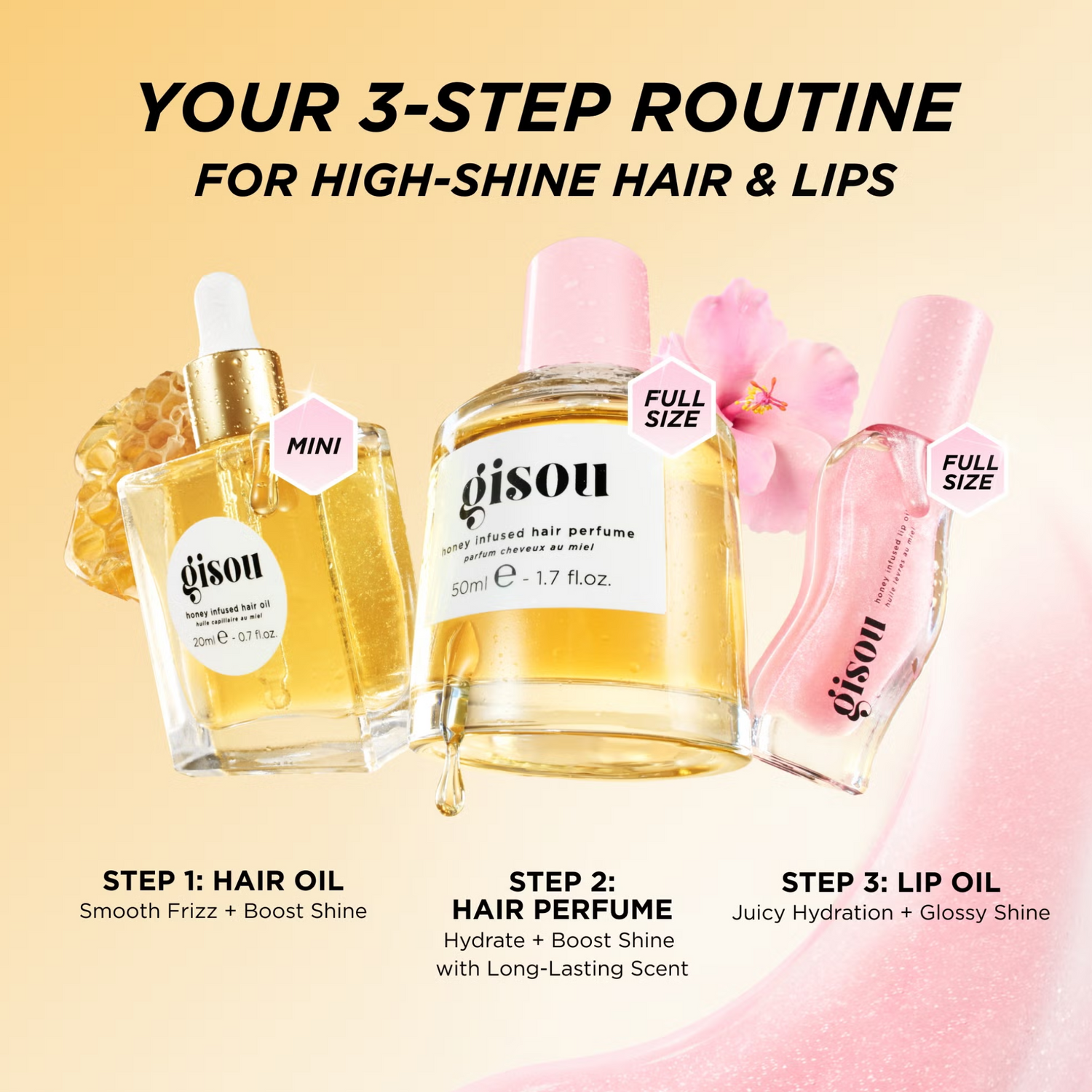 Gisou Honey Gloss Hydration Trio Hydrierendes Pflege Set mit Mirsalehi Honig – Bild 3