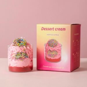 Handgemacht Erdbeer Schoko Sundae Kerze mit Streuseln