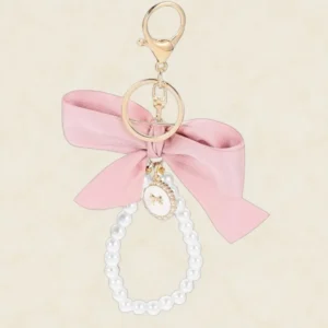 Schlüsselanhänger Schleife mit Perlen Rosa