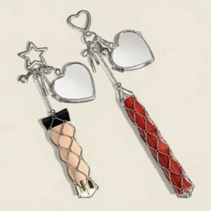 Lippgloss Taschenanhänger mit Spiegel Silber