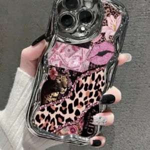 Leopard Collage Handyhülle mit Glanzrahmen