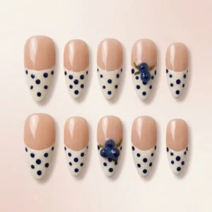 Press On Nails - Blueberry Polka Dots