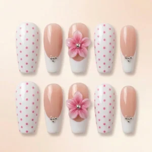 Press On Nails - Pink Polka Dots
